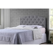 Baxton Studio Myra Modern and Contemporary Queen Size Grey Fabric Upholstered Button-tufted Scalloped